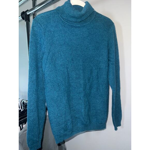 Charter Club 100% Cashmere Turtleneck Sweater Blue Opal Heather Size PL - Picture 3 of 8